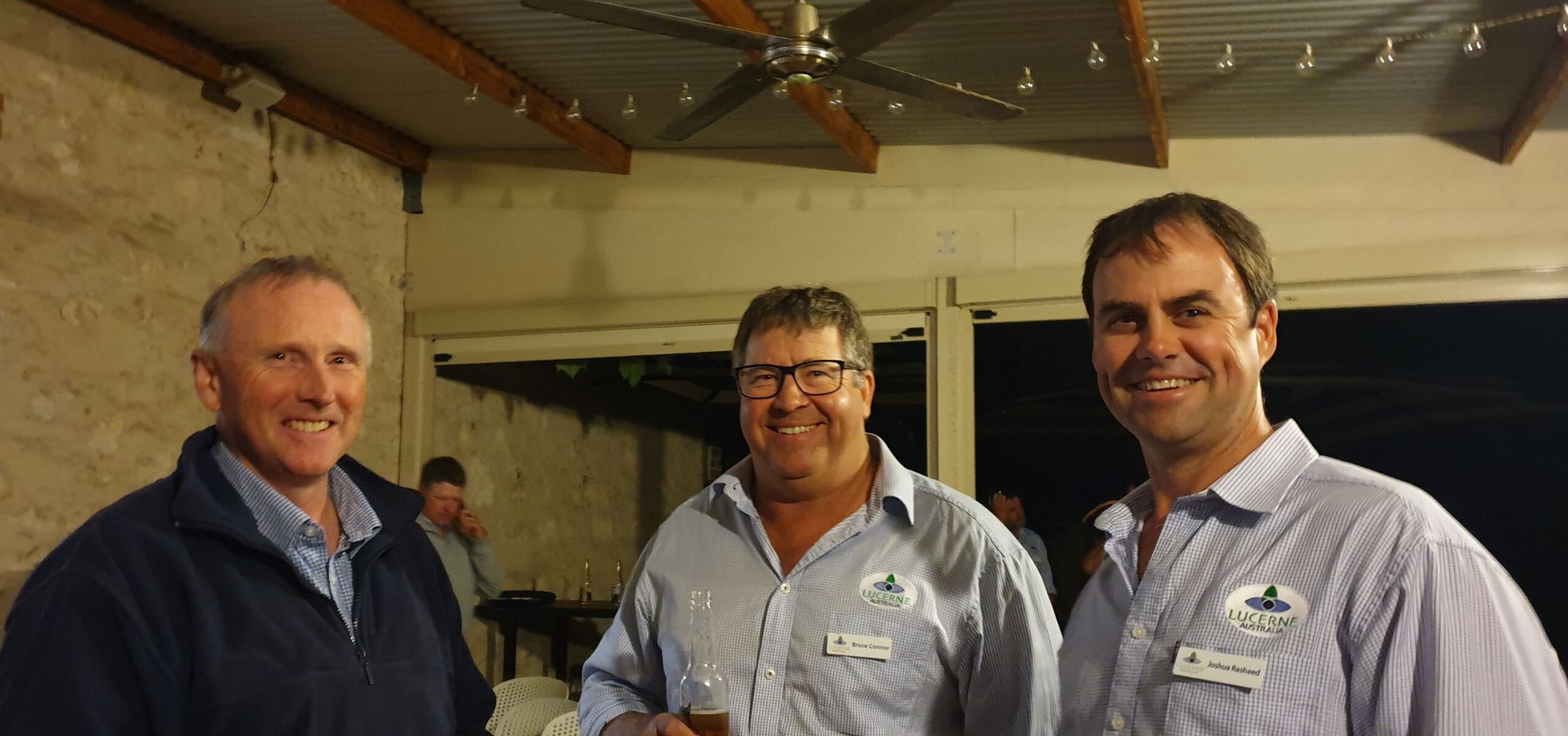 Guest Speaker, Dr Sean Miller, with retiring Executive Committee member Bruce Connor and Chair Josh Rasheed.